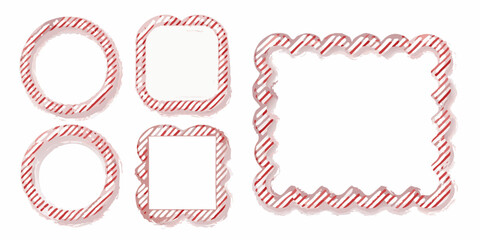 Red rope frames in circular and square shapes on a white background © Rahul