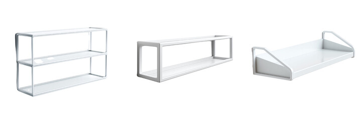 White metal shelves isolated on a background isolated on a transparent background shelving storage