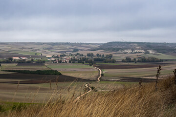 perspective of St. James's Way, Meseta, Spain