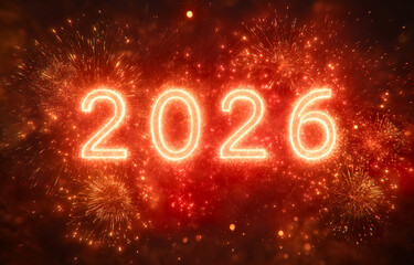 2026 Golden Bokeh New Year Background with Festive Light Effects
