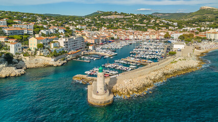 Aerial view of Cassis on the French Riviera, southern France.