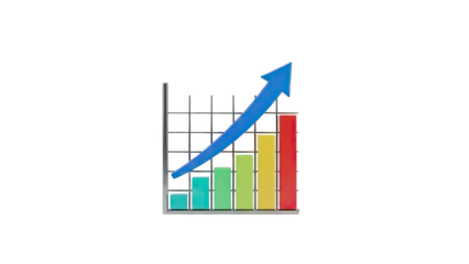 Financial growth chart with upward arrow on transparent background