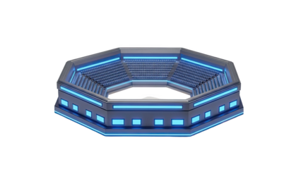 Futuristic Arena with Blue Neon Lights on transparent background