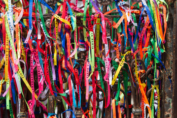 Ribbons of Senhor do Bonfim on an Iron Fence