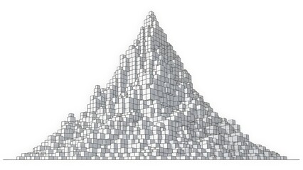 Abstract 3D Mountain Peak Made of Cubes Wireframe.