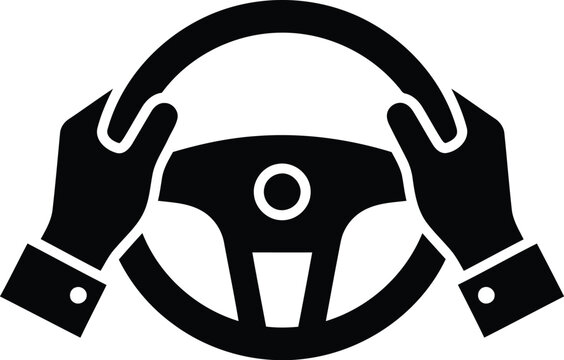 Print Hands on Steering Wheel - Safe Driving Icon