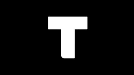 Fototapeta premium Bold White Uppercase Letter T on a Solid Black Background, Minimalist Sans-serif Typography Design Element