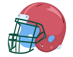 Fototapeta premium Red American Football Helmet Vector Illustration Side View Isolated on White Background