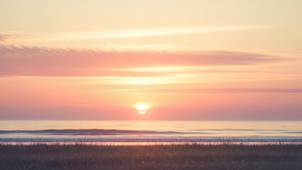 Serene sunset over the calm ocean waters illustration
