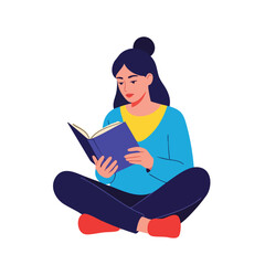 a woman is reading a book