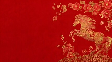 Chinese new year background with clear copy space horse year