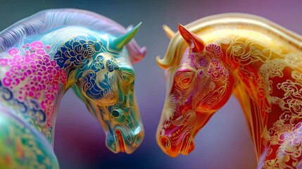 Authentic chinese symbolism horse zodiac focus