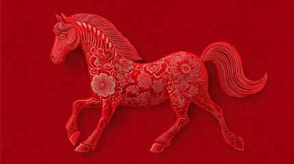 Authentic chinese symbolism horse zodiac focus