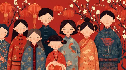 Cultural storytelling asian new year background