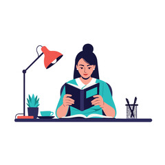 a woman is reading a book