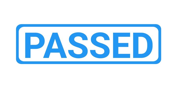 PASSED rubber blue stamp sing with background illustration. Passed grungy rubber stamp seal. 