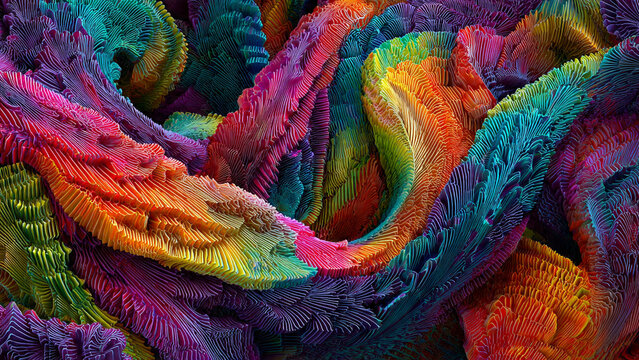 Vibrant Abstract Surreal Art: Twisted Intertwining Forms. - Powered by Adobe