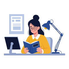 a woman is reading a book