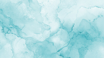 Obraz premium Abstract blue watercolor background with white and light blue hues and splatters