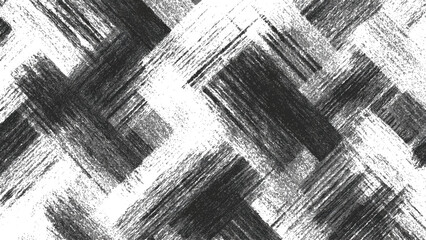 Black and white abstract geometric pattern with intersecting brush strokes