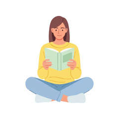 a woman is reading a book