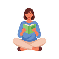 a woman is reading a book