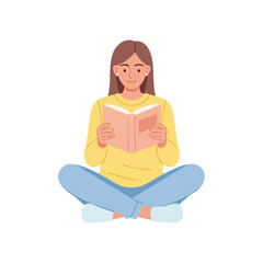 a woman is reading a book