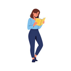 a woman is reading a book