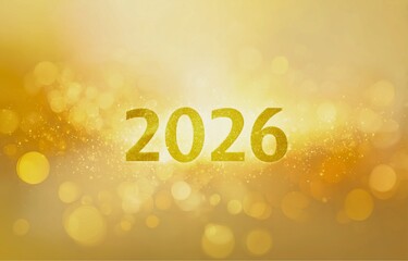 2026 Golden Bokeh New Year Background with Festive Light Effects