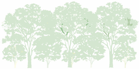 Obraz premium A simple illustration of several green trees in a row