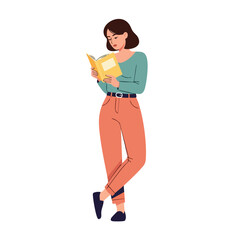 a woman is reading a book