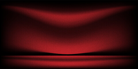 Red studio background. Abstract limbo podium studio room. Dark red gradient wall floor and spotlight scene. Showcase, promotion display. Vector stage mockup illustration