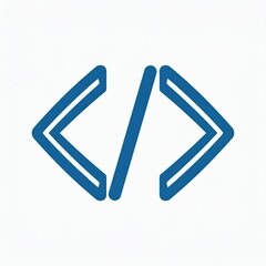 Obraz premium Minimalist double arrow logo design in vibrant blue on clean white background