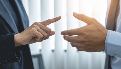 Navigating the Complexities: An intimate portrayal of business negotiations, capturing the intent through hand gestures and focused expressions.