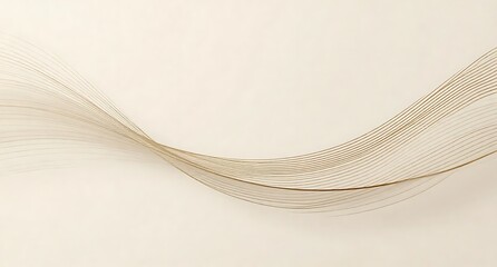 洗練されたベージュの空間に描かれた繊細な金色の流線アート