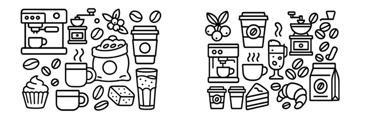 Obraz premium Coffee and pastry vector art with drinks and treats