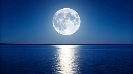 Serene night moon over calm waters