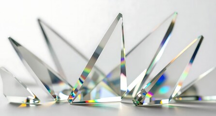 虹色の光が屈折する透明なクリスタルプリズムの抽象背景