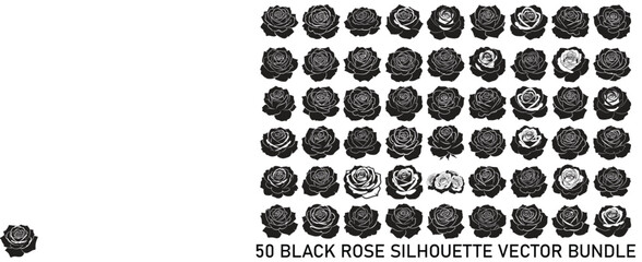 Black Rose Silhouette Vector Bundle