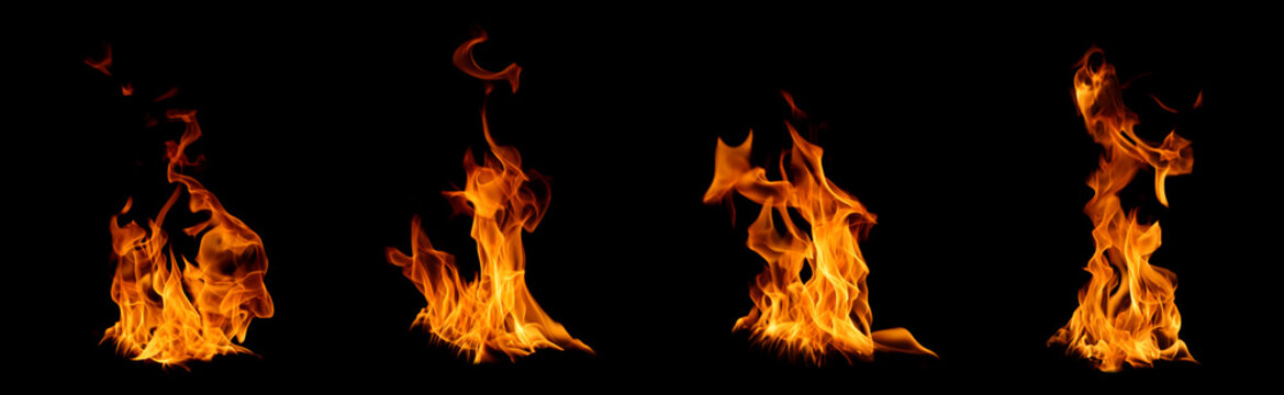 A solitary, bright orange flame against a black background represents heat and vibrant, moving energy in the design. The effect is an explosion of power, danger, and an abstract background.