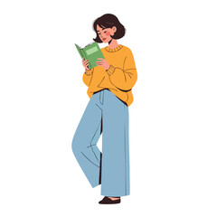 a woman is reading a book