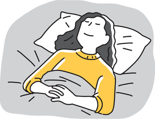 布団で寝る女性