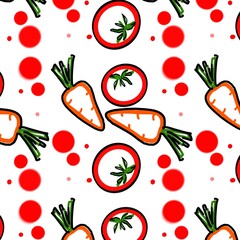 Playful Carrot and and tomato Pattern For Kids