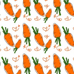 Cute Vegetable Carrot Seamless Pattern