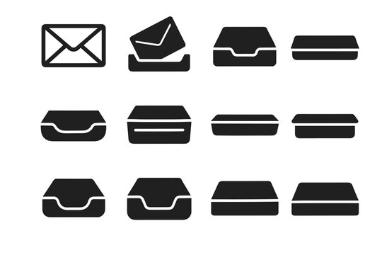 Tile vector symbol slot envelope outline icon flat panel icons tray line