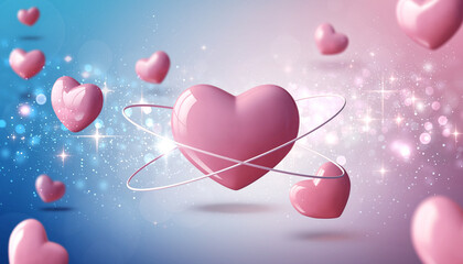  valentine heart background with futuristic 3D space