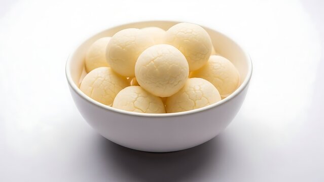Rasgulla Indian dessert sweet white bowl