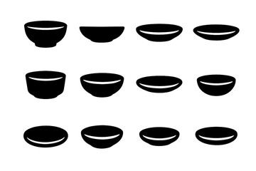 Round icon slab shallow plate vector collection contour sidewall dish narrow bowl