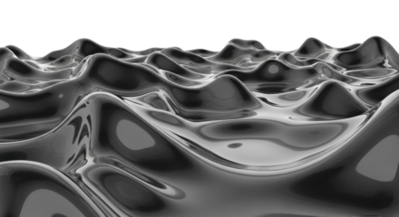 Abstract Liquid Surface Seamless Texture - Dark Chrome Waves