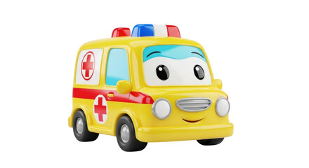 Cute Cartoon Ambulance Character - Cheerful Medical Vehicle Toy